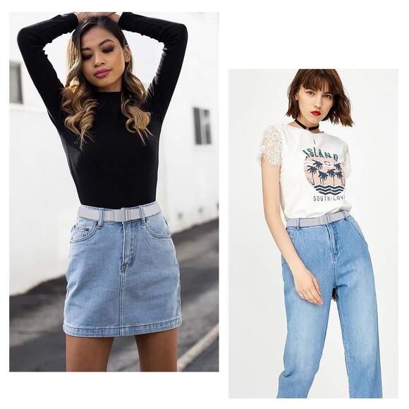 No Show Stretch Belt For Women Easily Adjustable Elastic Flat Buckle 3832 - Picture 4 of 9